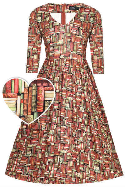 Billie Long Sleeved Book Print Dress