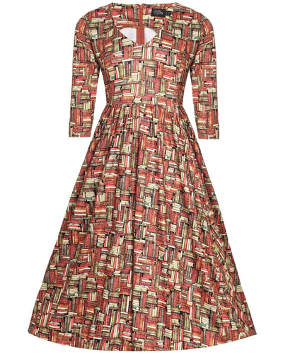 Billie Long Sleeved Book Print Dress