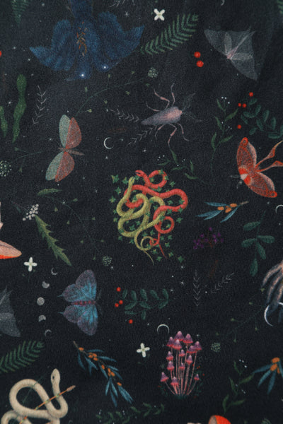 Billie Long Sleeved Dress in Dark Green Mystical Forest Print