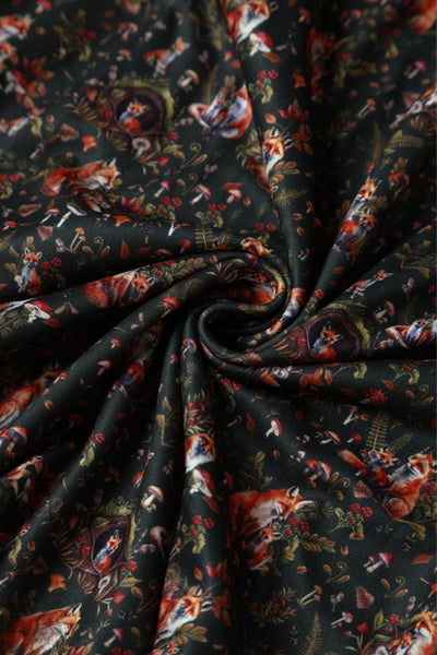 EU Stock-Billie Dark Green Forest Print Long Sleeved Dress