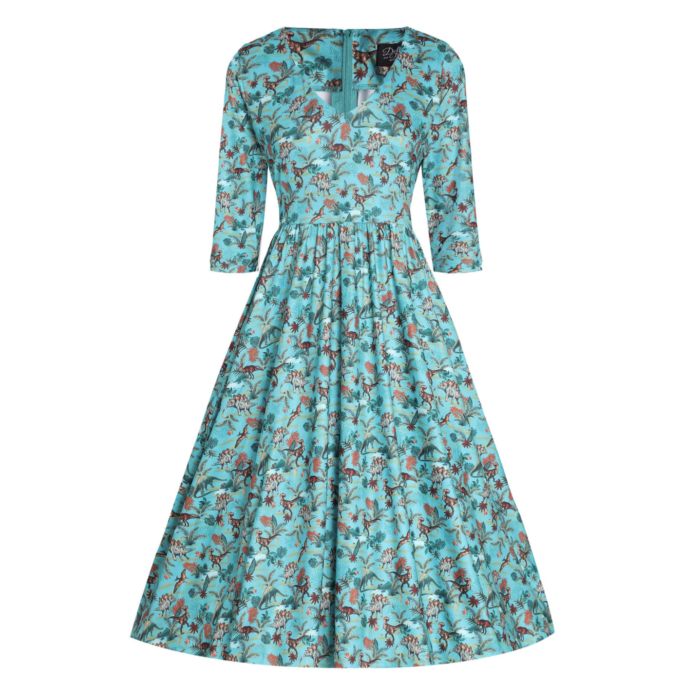 PRE ORDER Billie Long Sleeved Green Dinosaur Print Dress