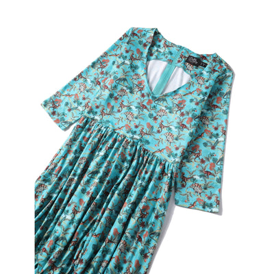 PRE ORDER Billie Long Sleeved Green Dinosaur Print Dress