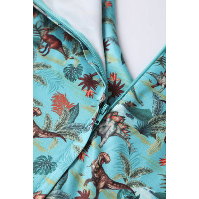 PRE ORDER Billie Long Sleeved Green Dinosaur Print Dress