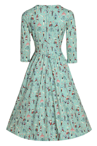 PRE ORDER Billie Green Circus Striped Long Sleeved Dress