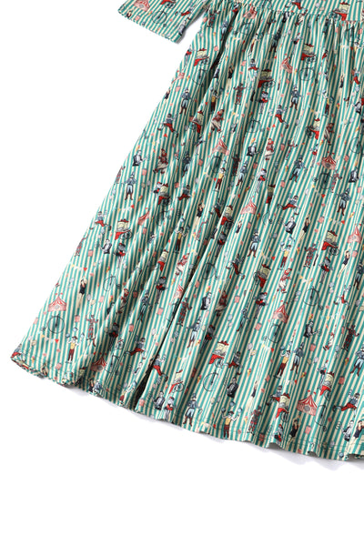 PRE ORDER Billie Green Circus Striped Long Sleeved Dress