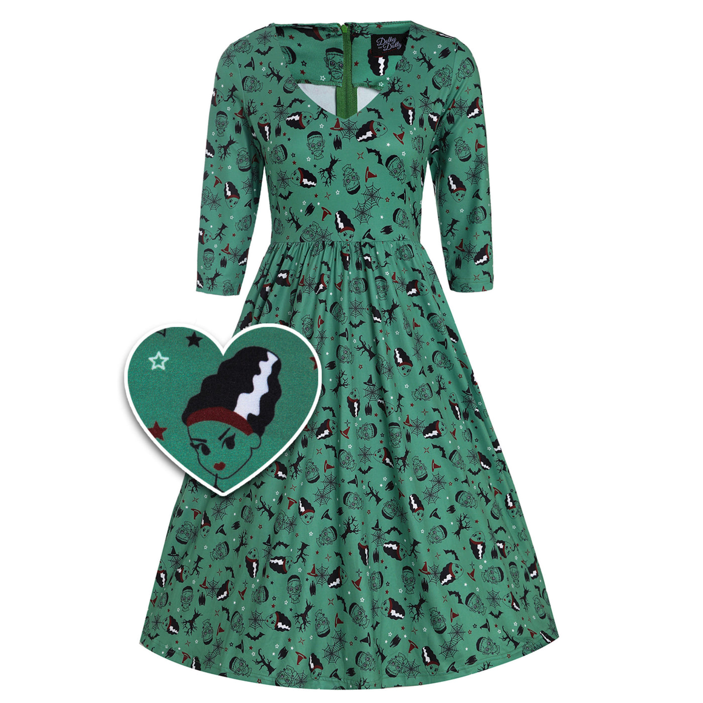 Billie Frankenstein & the Bride Print Long Sleeved Dress