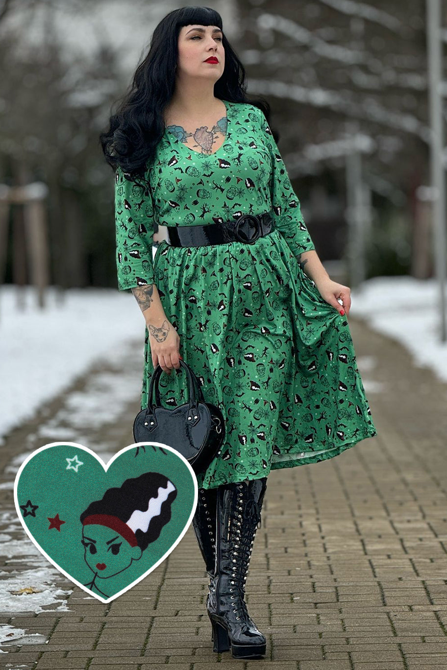 PRE ORDER Billie Frankenstein & the Bride Print Long Sleeved Dress