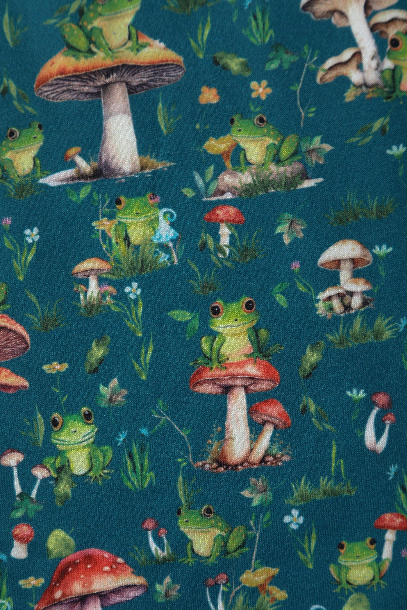 PRE ORDER Billie Long Sleeved Dress in Green Frog & Mushroom Print