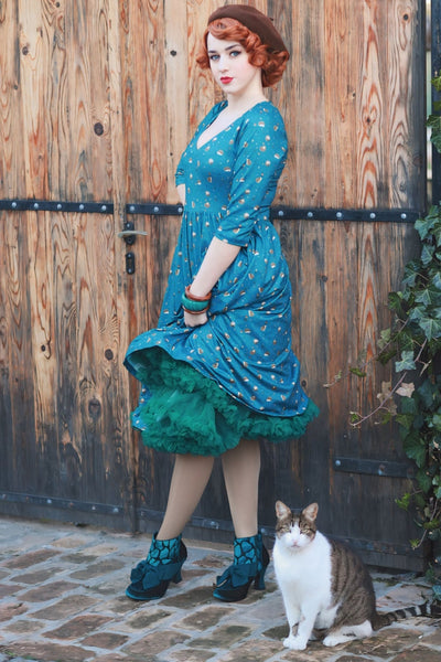 Billie Long Sleeved Dress in Green Hedgehog & Mushroom Print