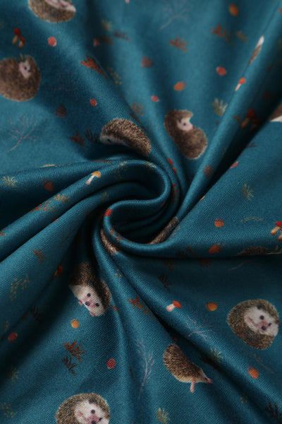 Billie Long Sleeved Dress in Green Hedgehog & Mushroom Print