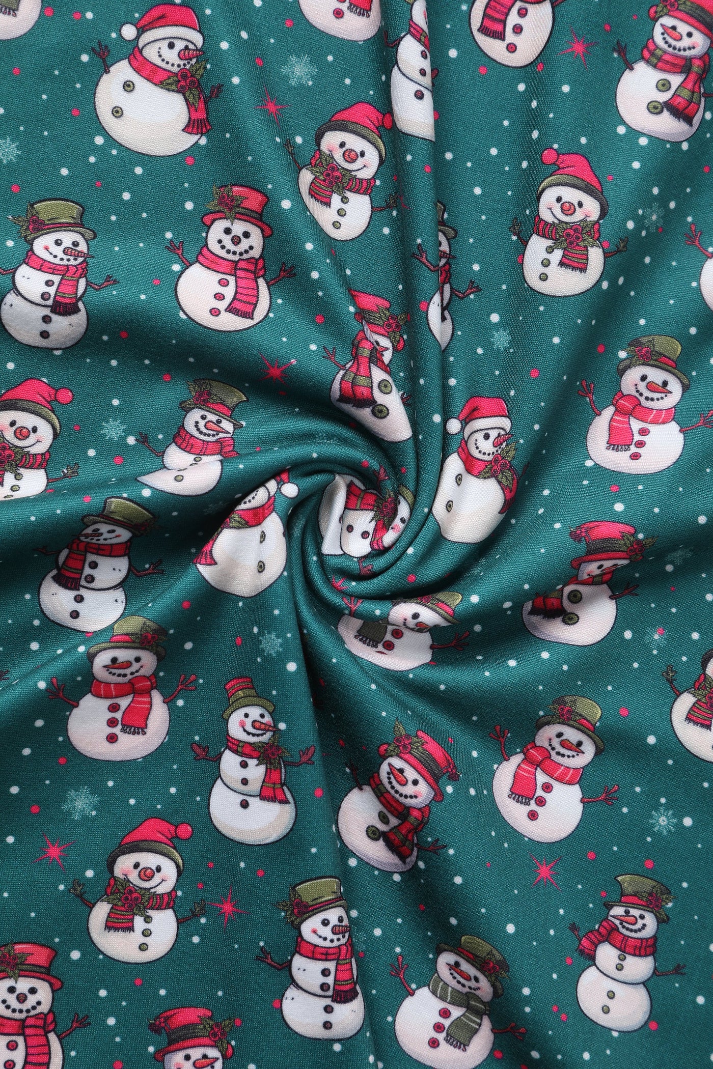 PRE ORDER Billie Dark Green V-neckline Snowman Print Long-Sleeved Dress