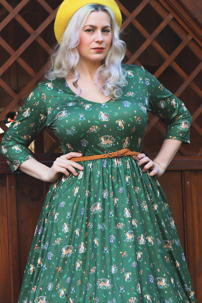 Billie Green Woodland Print Long Sleeved Dress