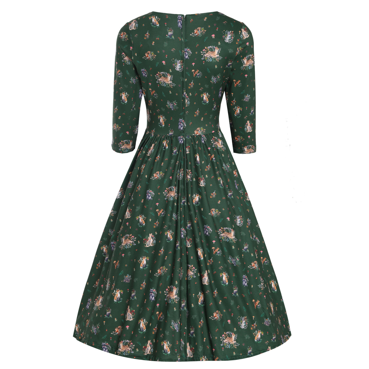 Billie Green Woodland Print Long Sleeved Dress