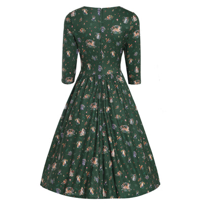 Billie Green Woodland Print Long Sleeved Dress