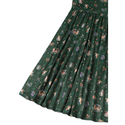 Billie Green Woodland Print Long Sleeved Dress
