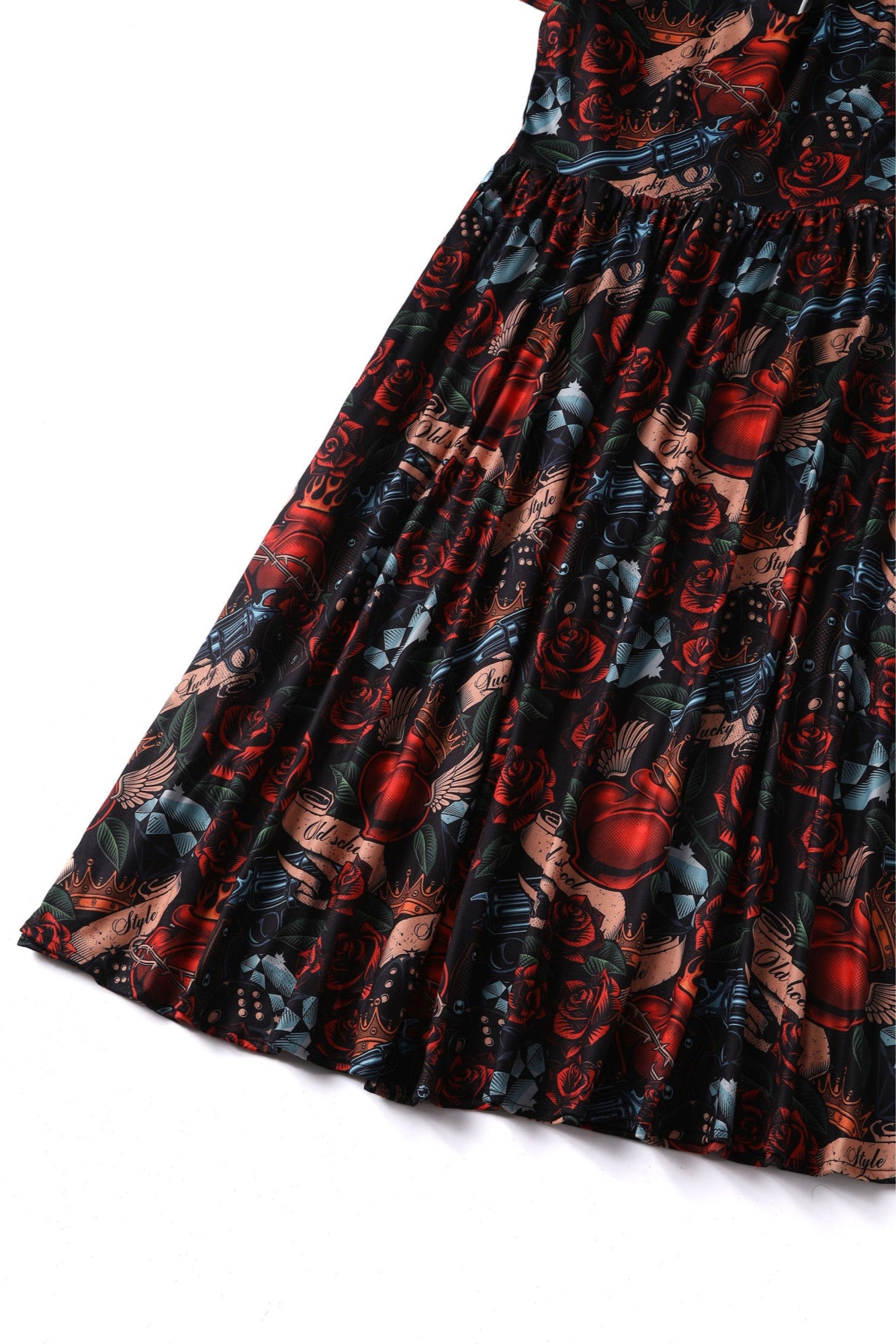 Billie Long Sleeved in Black Heart and Roses Print Dress