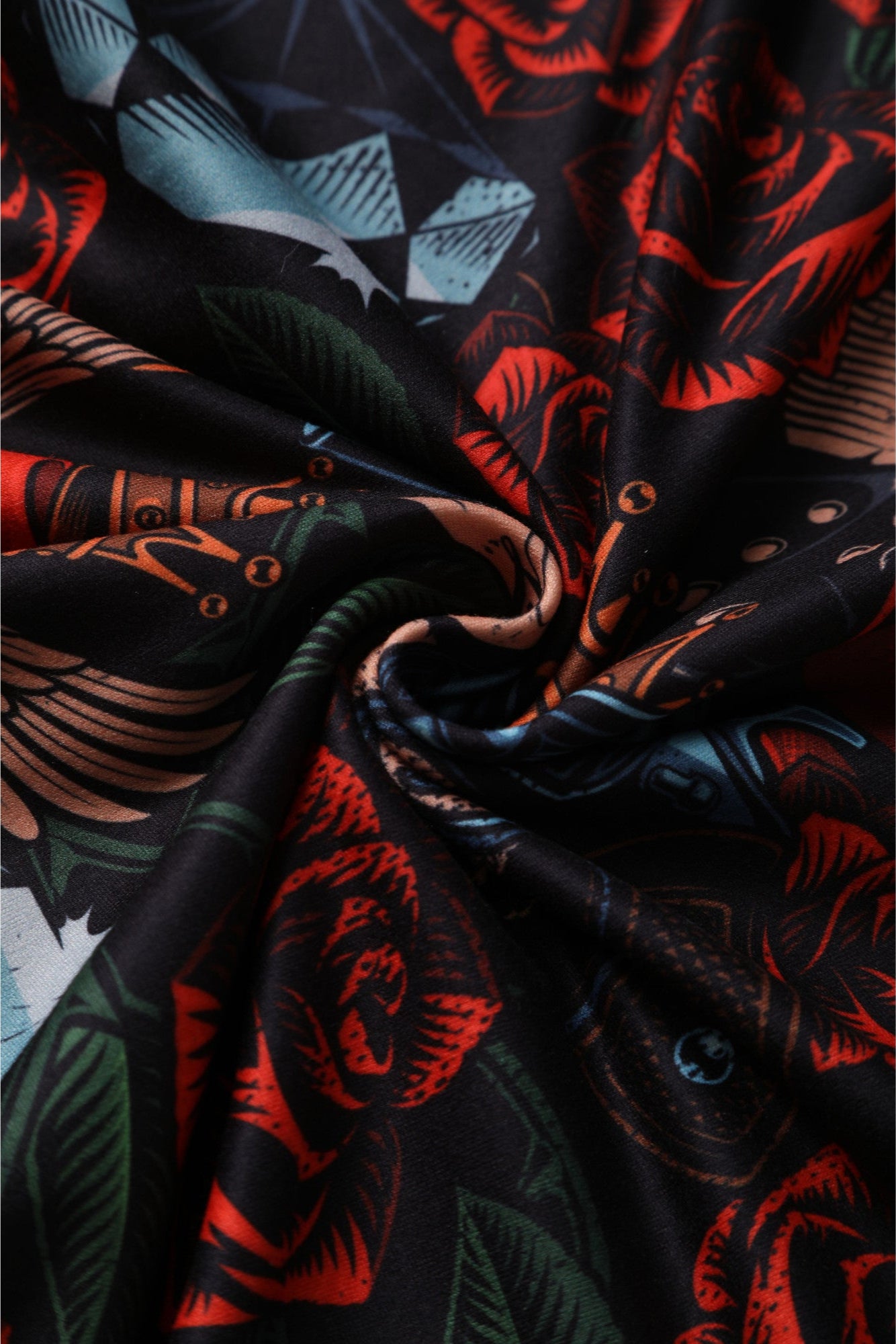 Billie Long Sleeved in Black Heart and Roses Print Dress