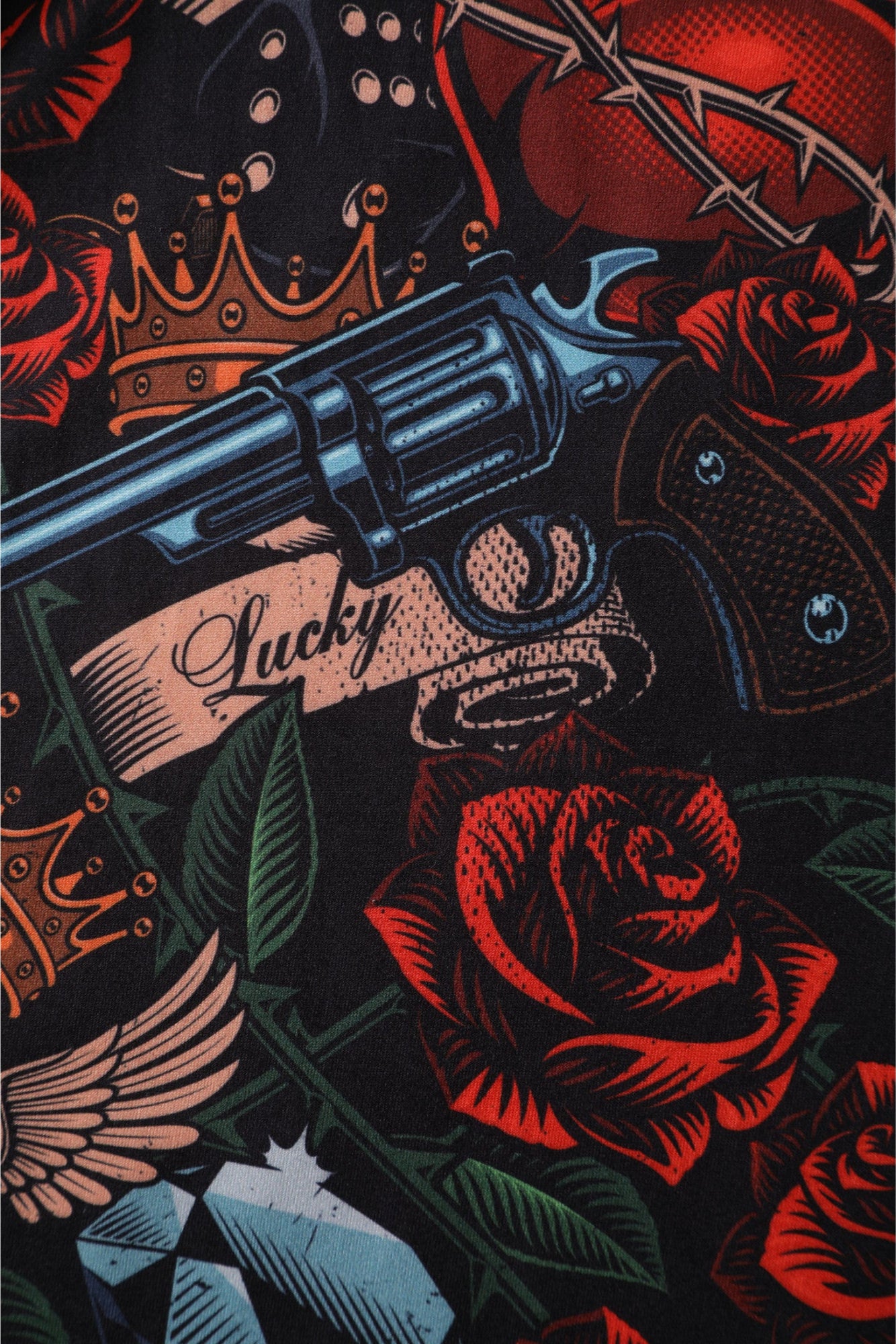 Billie Long Sleeved in Black Heart and Roses Print Dress