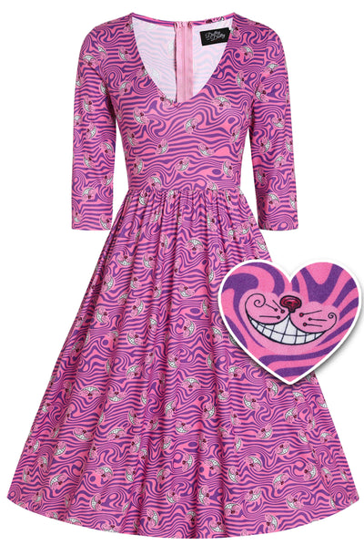 Billie Cheshire Cat Smile Pink Long Sleeved Dress