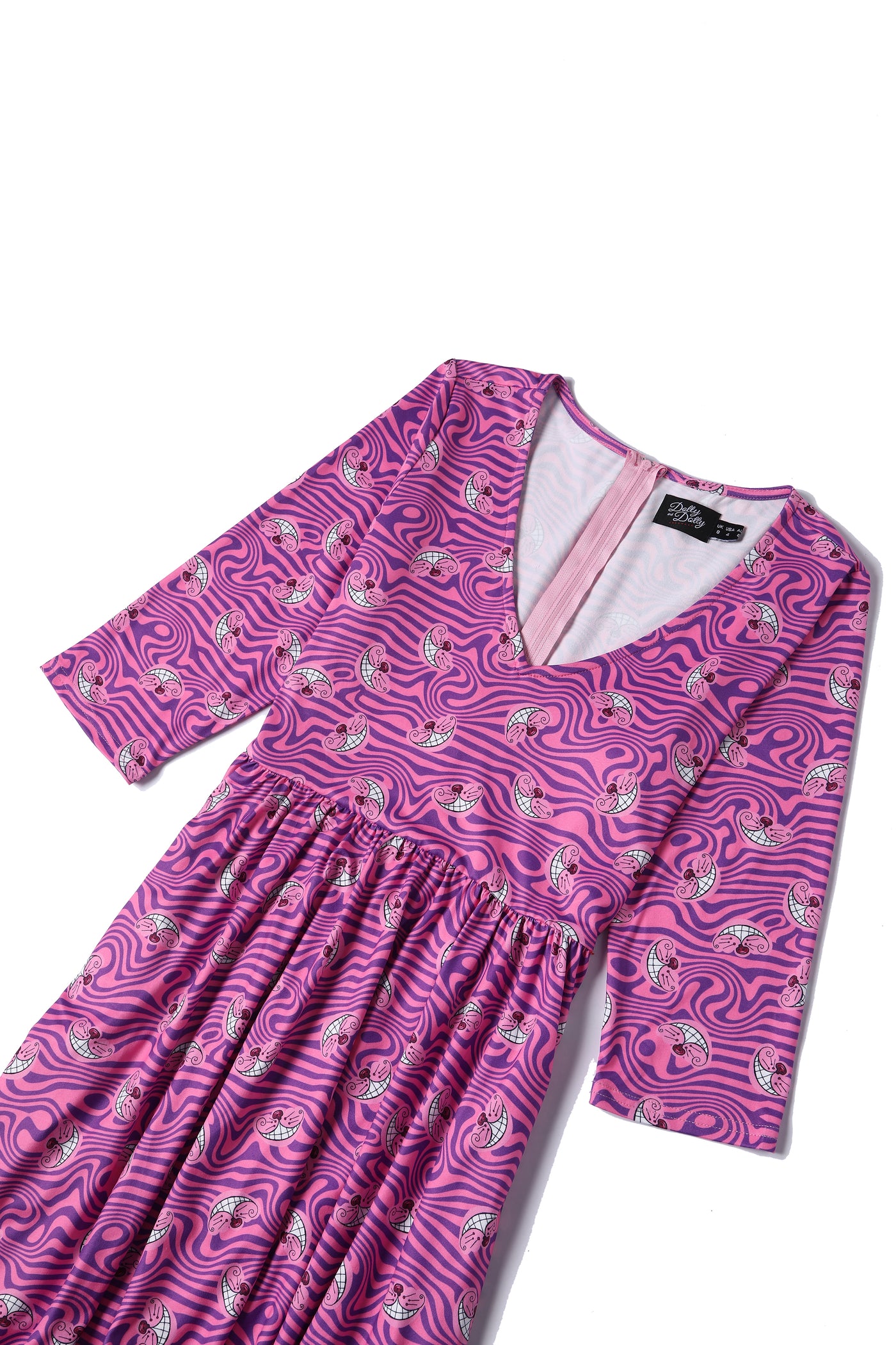 Billie Cheshire Cat Smile Pink Long Sleeved Dress