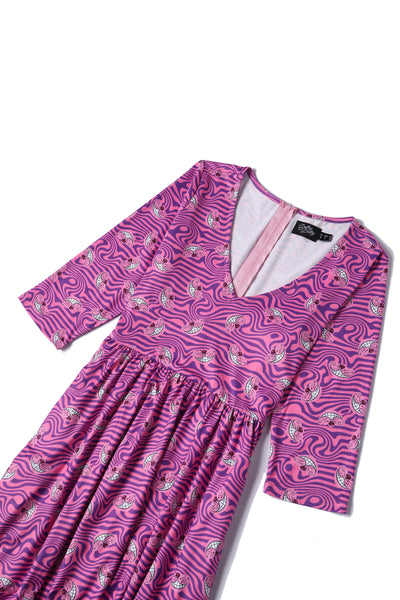 Billie Cheshire Cat Smile Pink Long Sleeved Dress