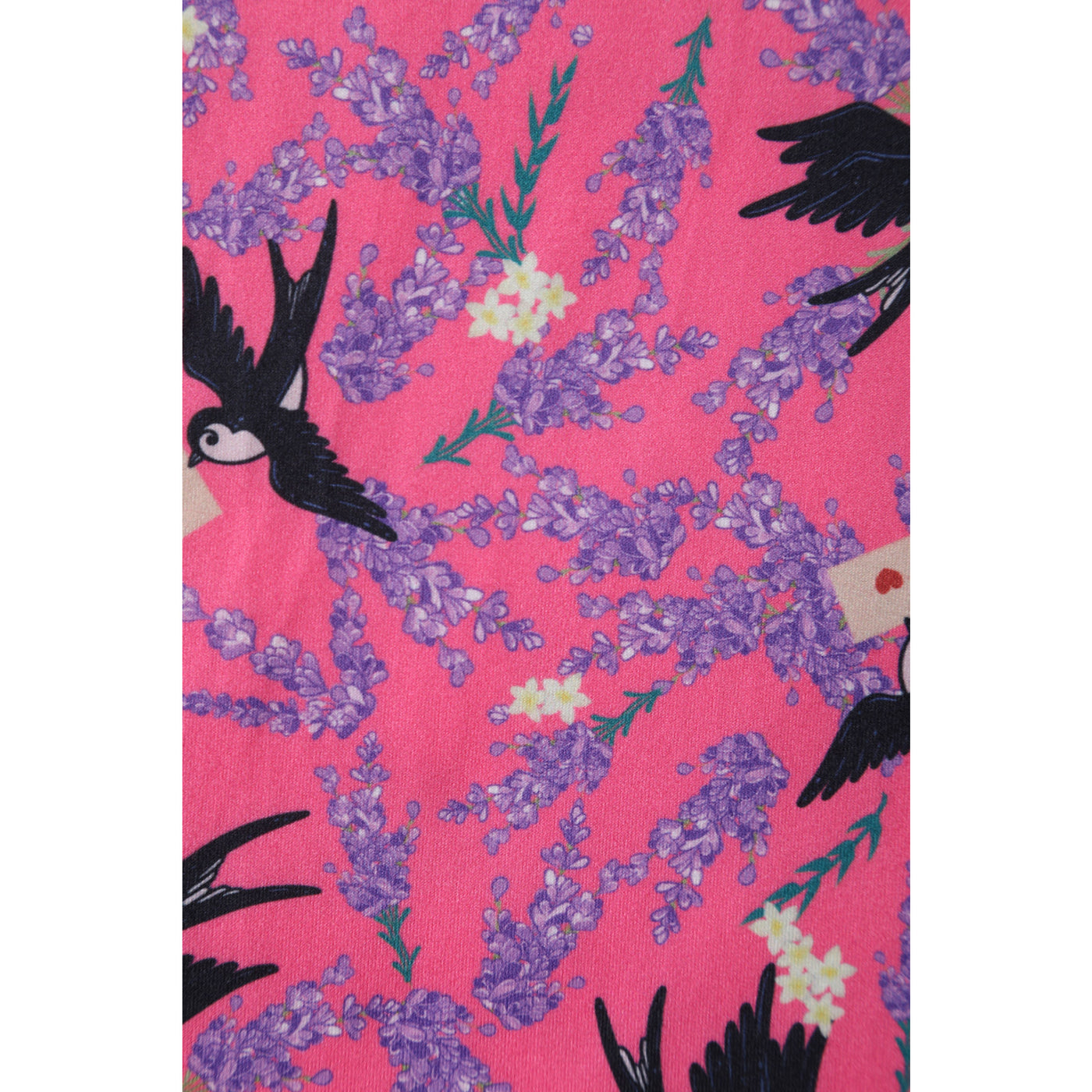 Billie Long Sleeved in Pink & Black Retro Swallow Print Dress