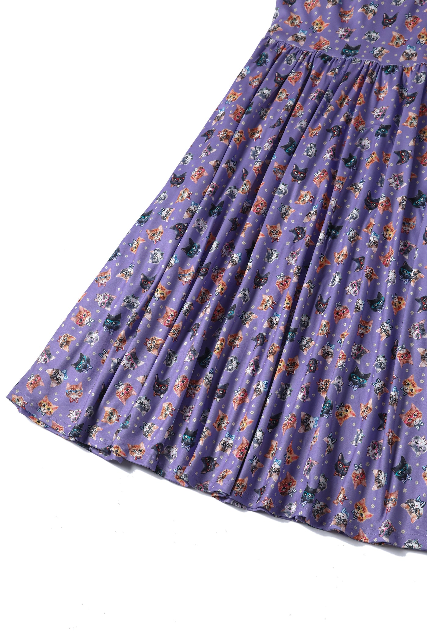 Billie Long Sleeved Dress in Purple Nerdy Cat Print