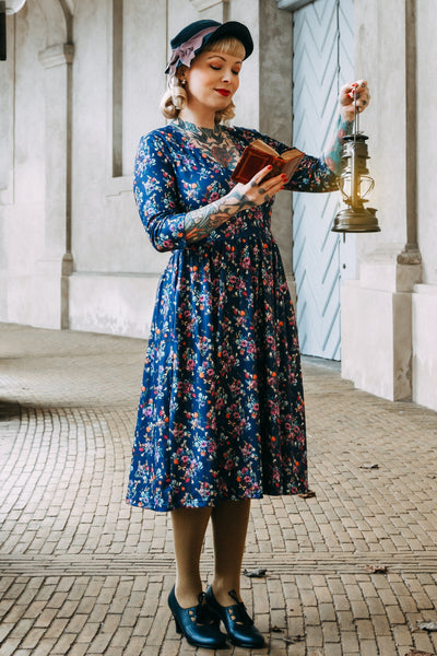 Billie Purple Dragonfly & Floral Long Sleeved Dress