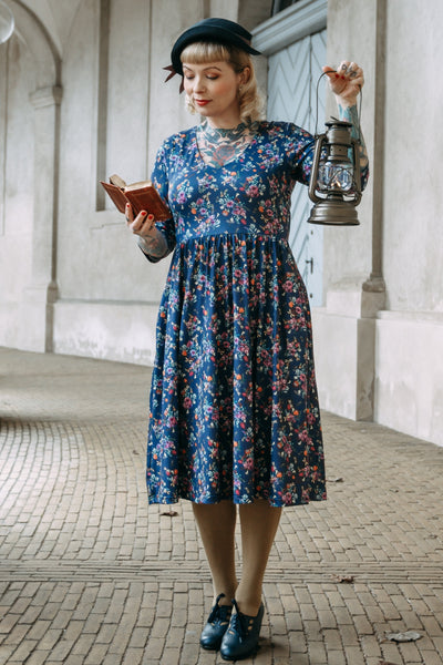 Billie Purple Dragonfly & Floral Long Sleeved Dress
