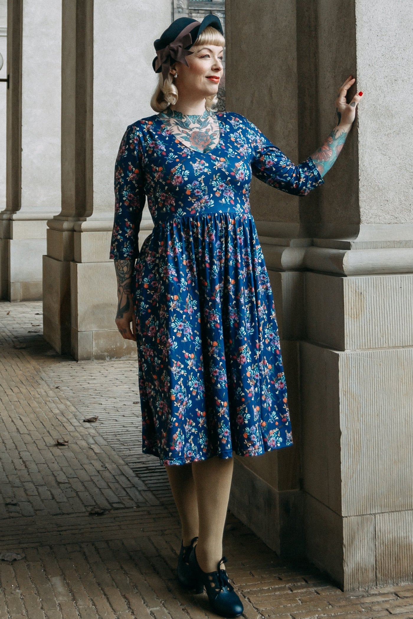 Billie Purple Dragonfly & Floral Long Sleeved Dress