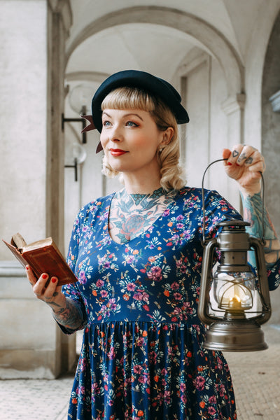 Billie Purple Dragonfly & Floral Long Sleeved Dress