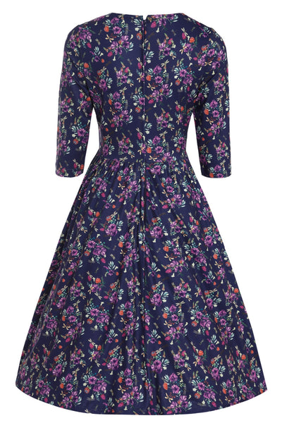 Billie Purple Dragonfly & Floral Long Sleeved Dress