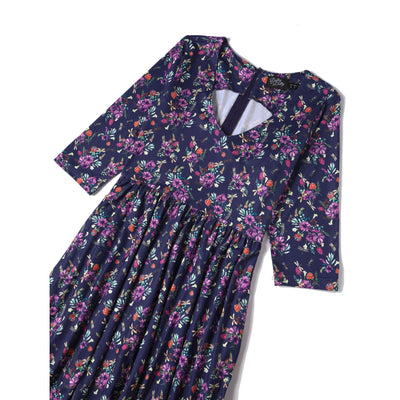 Billie Purple Dragonfly & Floral Long Sleeved Dress