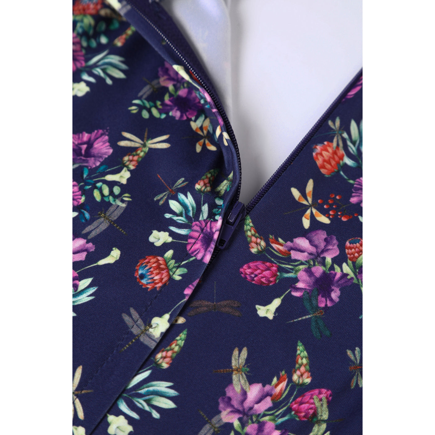 Billie Purple Dragonfly & Floral Long Sleeved Dress