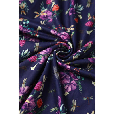 Billie Purple Dragonfly & Floral Long Sleeved Dress