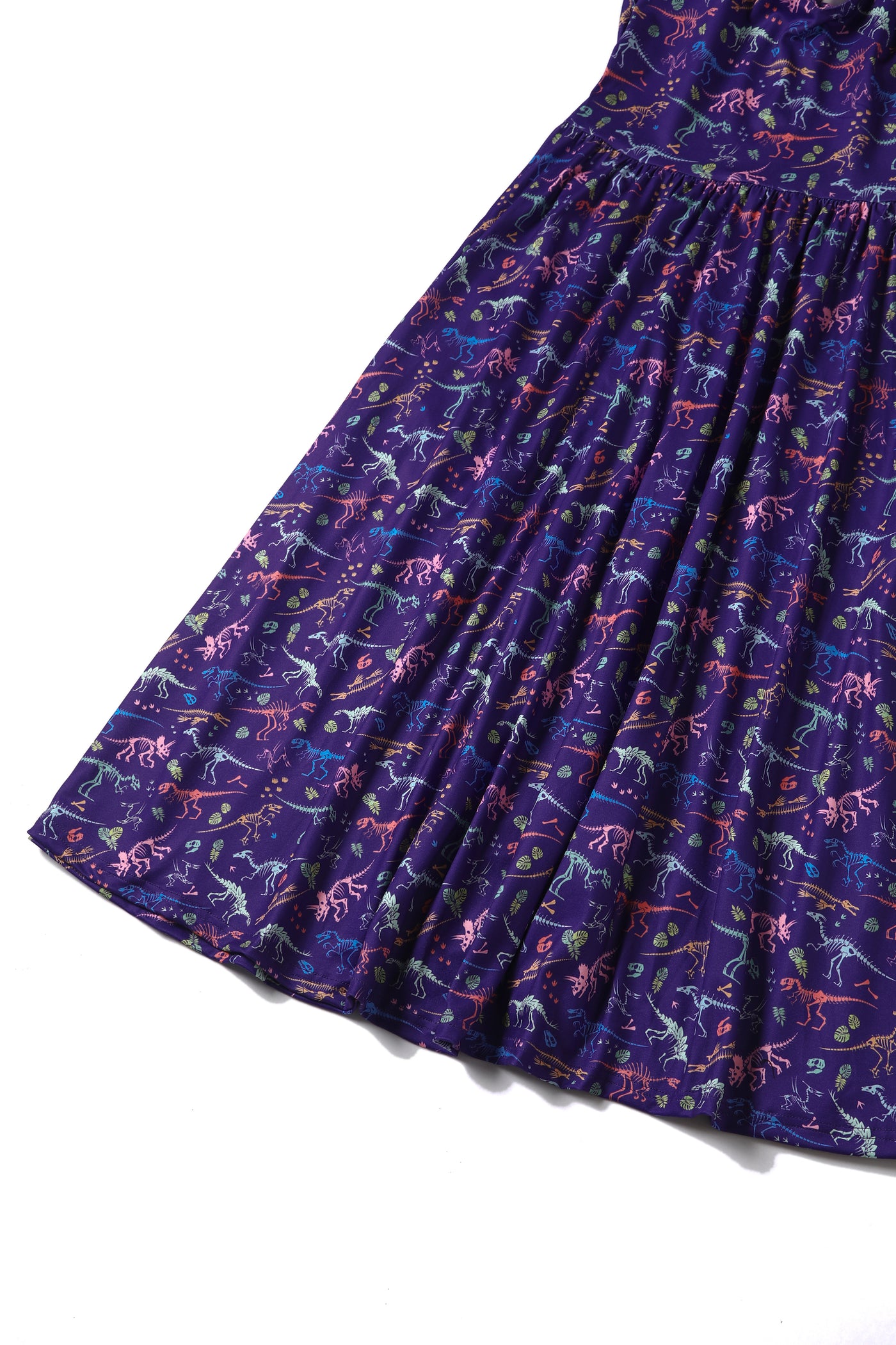 Billie Long Sleeved Dress in Purple Dinosaur Fossil Print