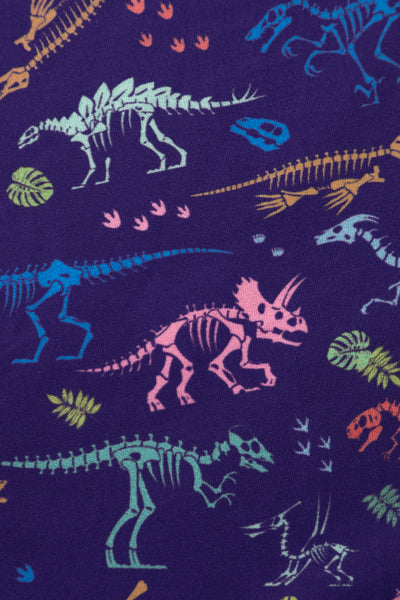 Billie Long Sleeved Dress in Purple Dinosaur Fossil Print