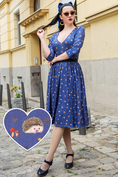 Billie Long Sleeved Purple Hedgehog Dress