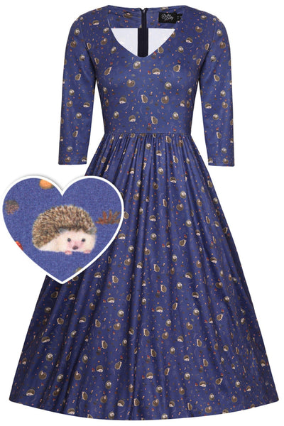 Billie Long Sleeved Purple Hedgehog Dress