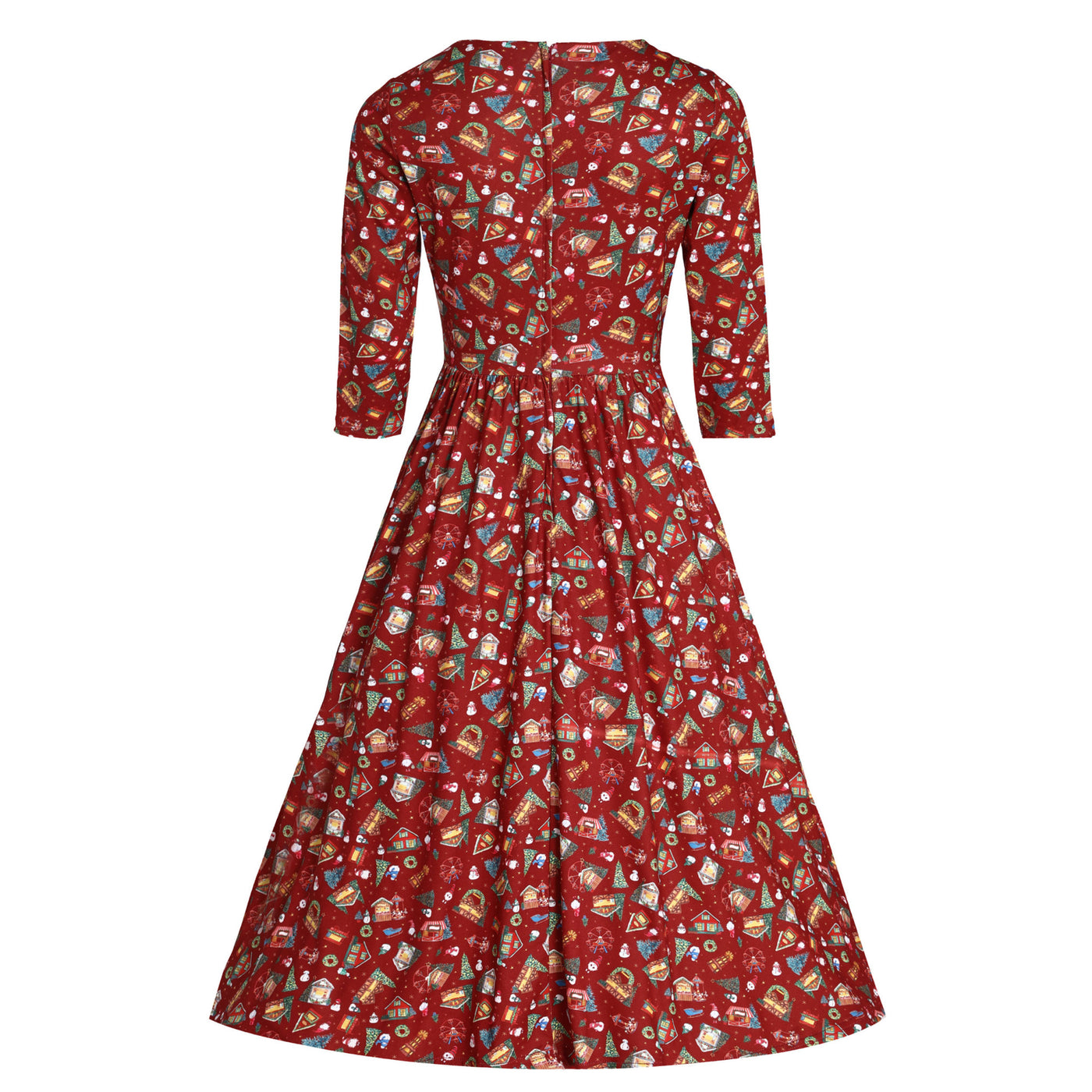 Billie Red Christmas Fair Long Sleeved Dress