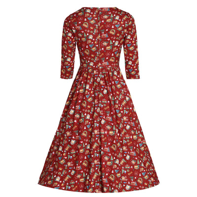 PRE ORDER Billie Red Christmas Fair Long Sleeved Dress