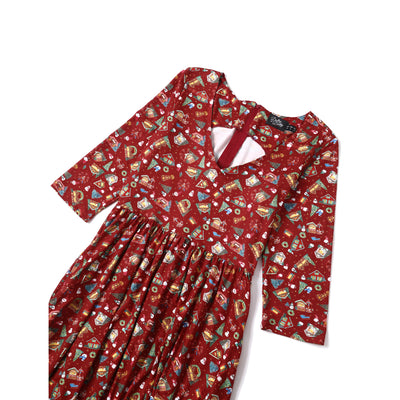 Billie Red Christmas Fair Long Sleeved Dress