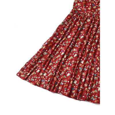 PRE ORDER Billie Red Christmas Fair Long Sleeved Dress