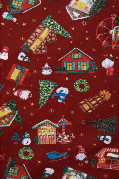 Billie Red Christmas Fair Long Sleeved Dress
