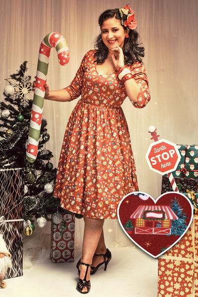 PRE ORDER Billie Red Christmas Fair Long Sleeved Dress