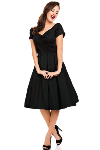 Lily Off Shoulder 50s Inspired Evening Dress in Black