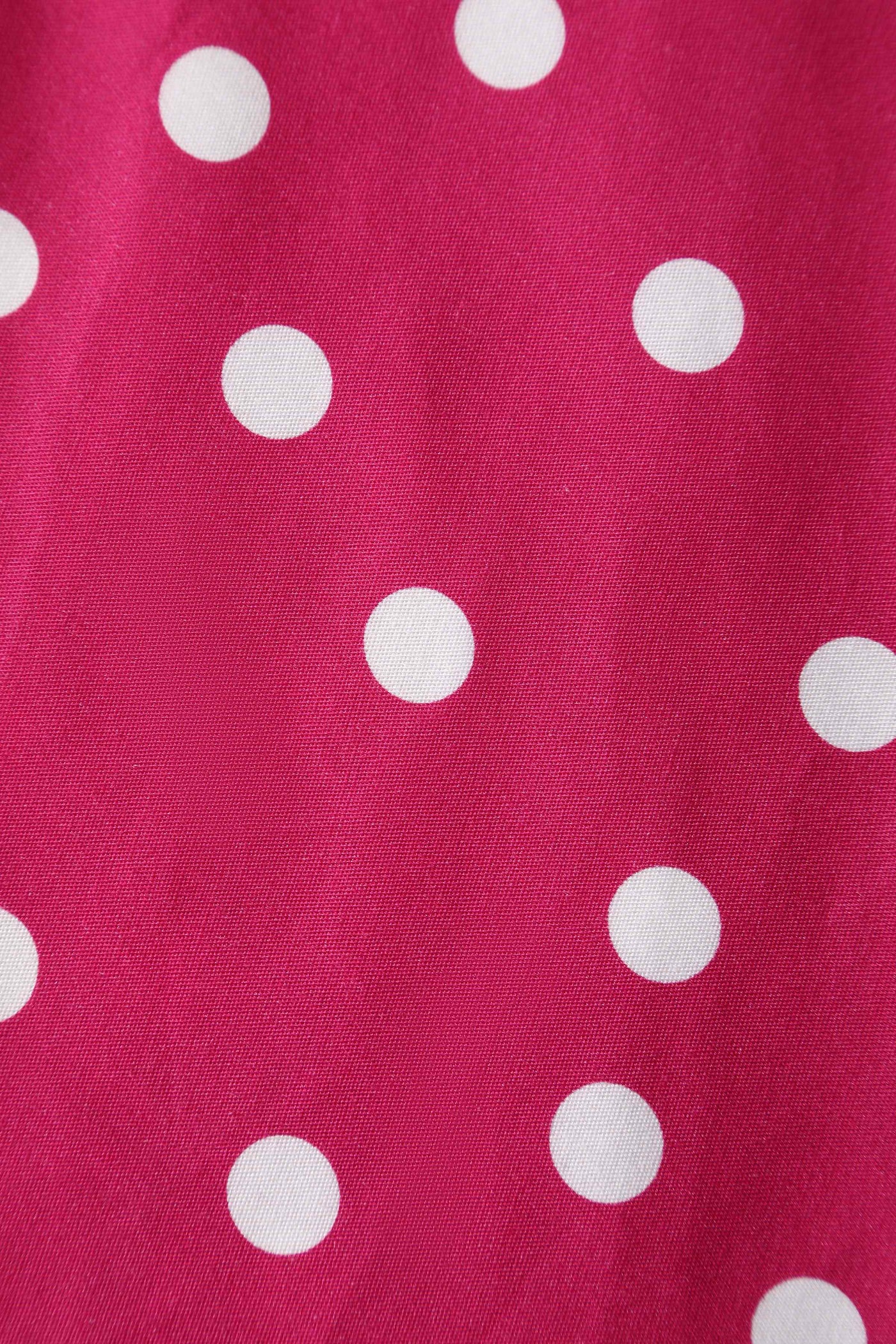 Lily Off Shoulder 50s Polka Dot Evening Dress in Hot Pink/White