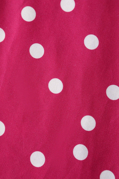 Lily Off Shoulder 50s Polka Dot Evening Dress in Hot Pink/White