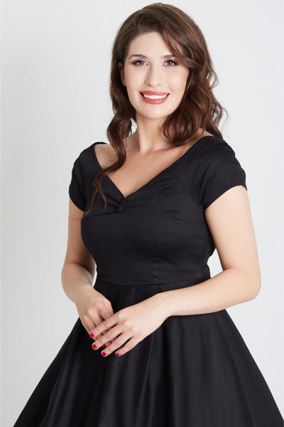 Lily Off Shoulder 50s Inspired Evening Dress in Black