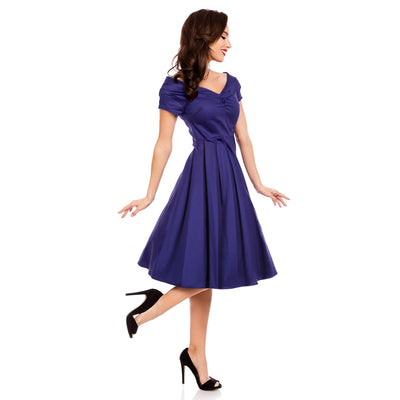 Lily Off Shoulder 50's Inspired Evening Dress in Royal Blue